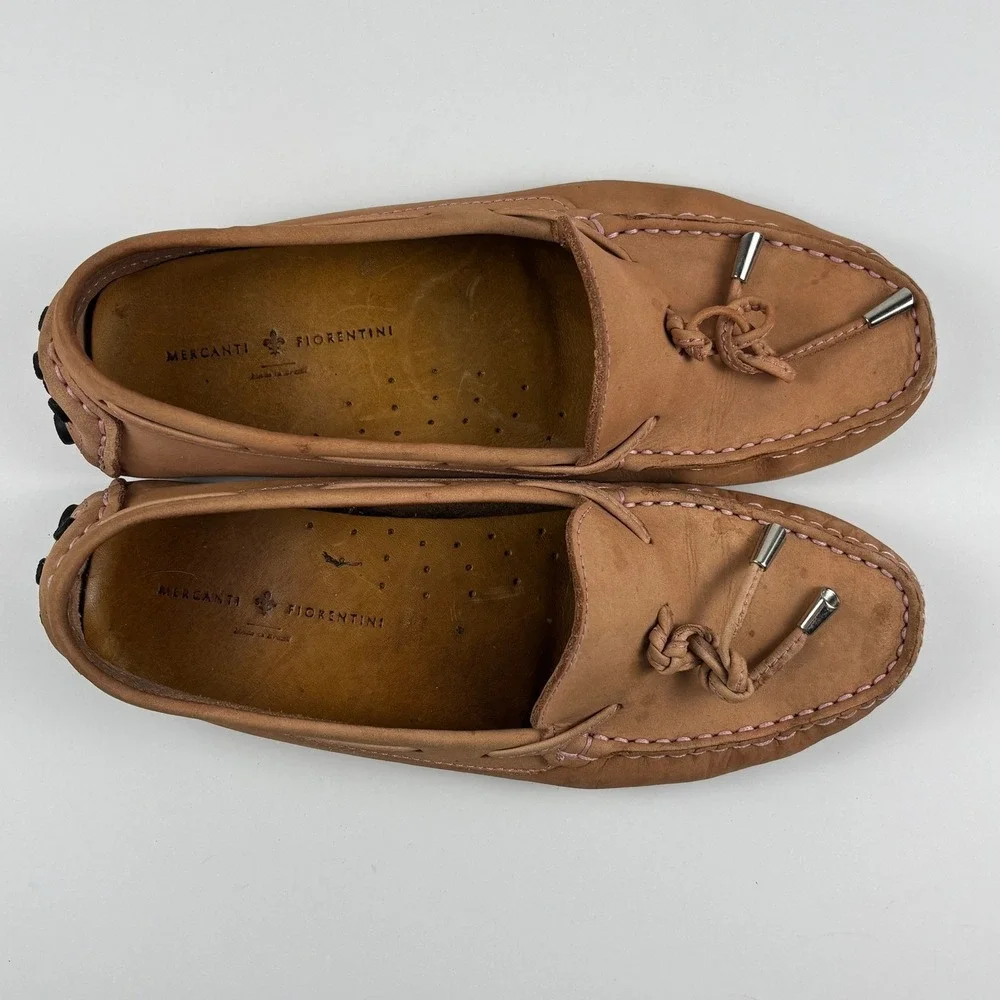 Mercanti Fiorentini MF-3200 Driving Loafers Womens 7B Tan Leather Brazil‎ Preppy